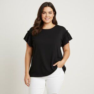 Industry Flutter Sleeve Blouse NWT Black 2XL